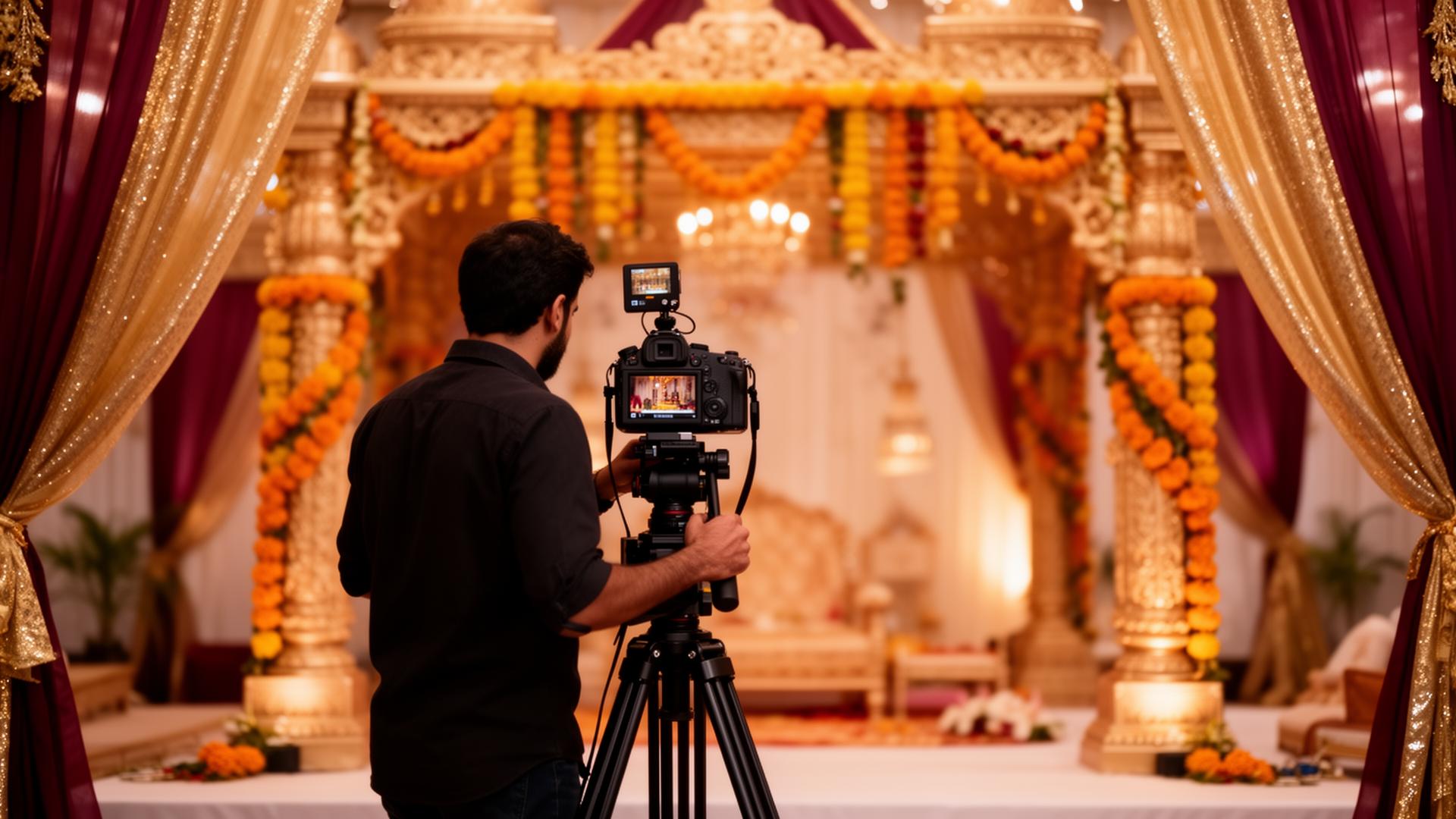Wedding videographer streaming a live ceremony